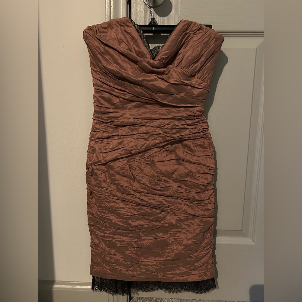 Elegant Ruched Dress Rust Bronze